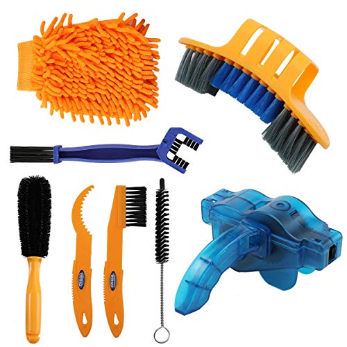 Anndason 8 Pieces Precision Bicycle Cleaning Brush Tool Including Bike Chain Scrubber, suitable for Mountain, Road, City, Hybrid,BMX Bike and Folding Bike - Image 1