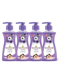 Santoor Crème Handwash 200Ml, Pack Of 4 With Touch Of Lotion| Made With Berries & Tulsi| Rich Lathering Formula With Anti-Bacterial Properties| Soft On Hands| Soothes & Hydrates Skin  - Image 1