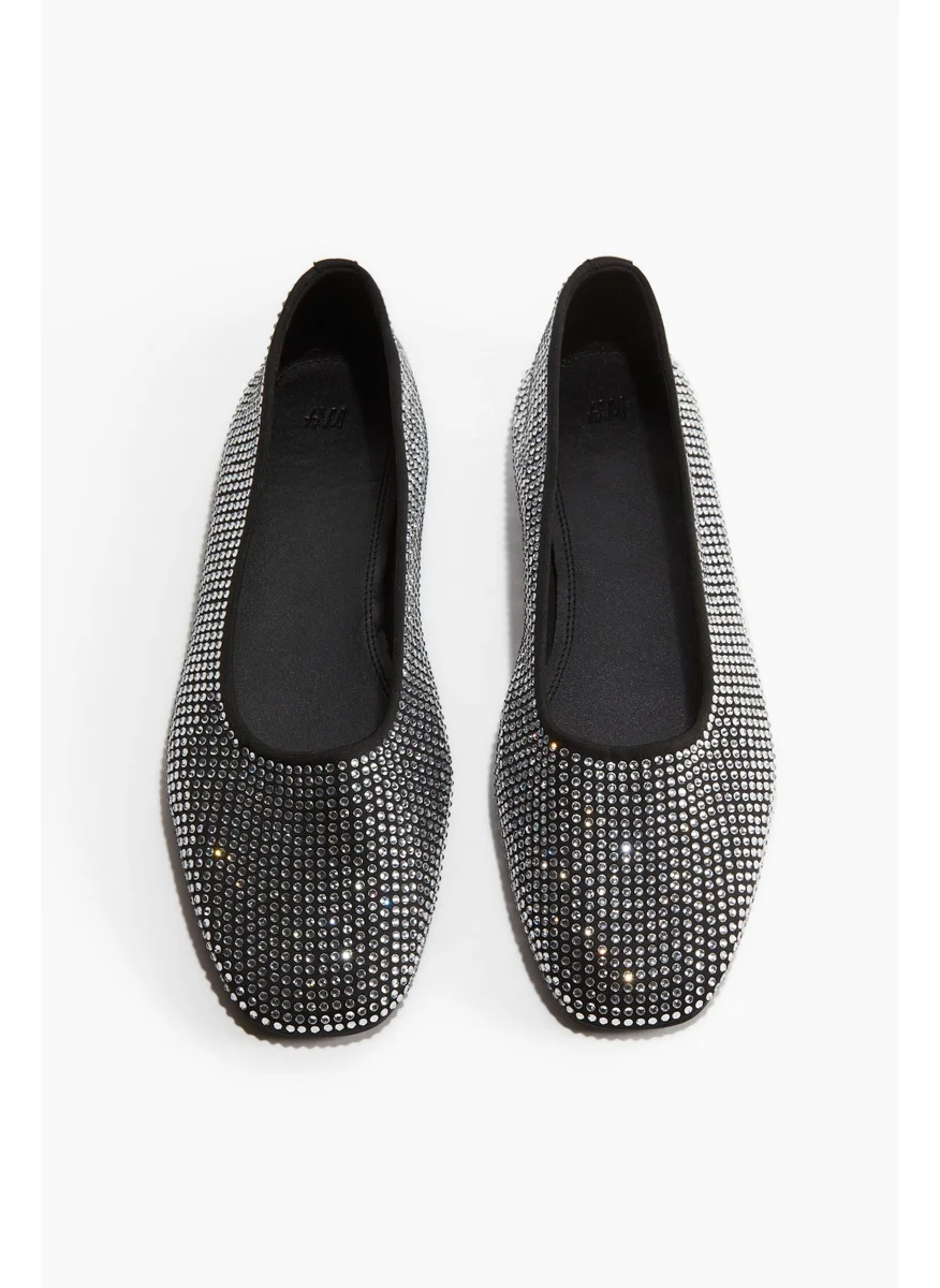 H&M Rhinestone-Embellished Ballet Pumps