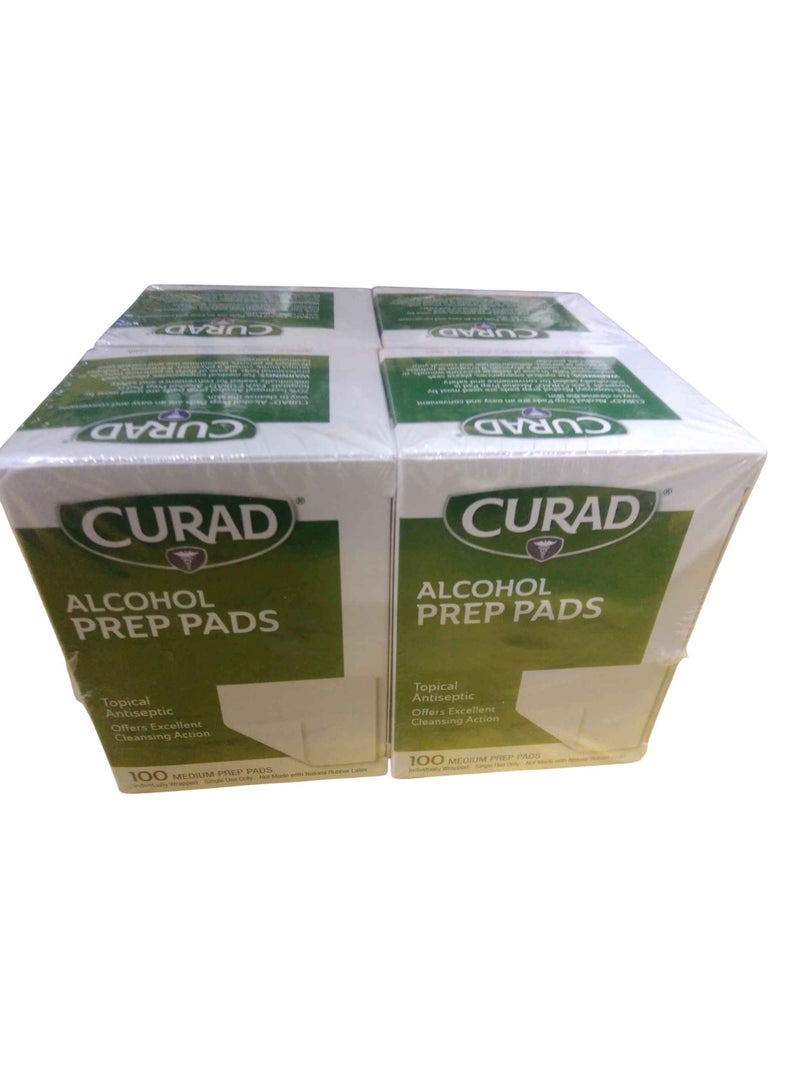 CURAD Prep Pads Boxes Thick Swabs Pack Of 4