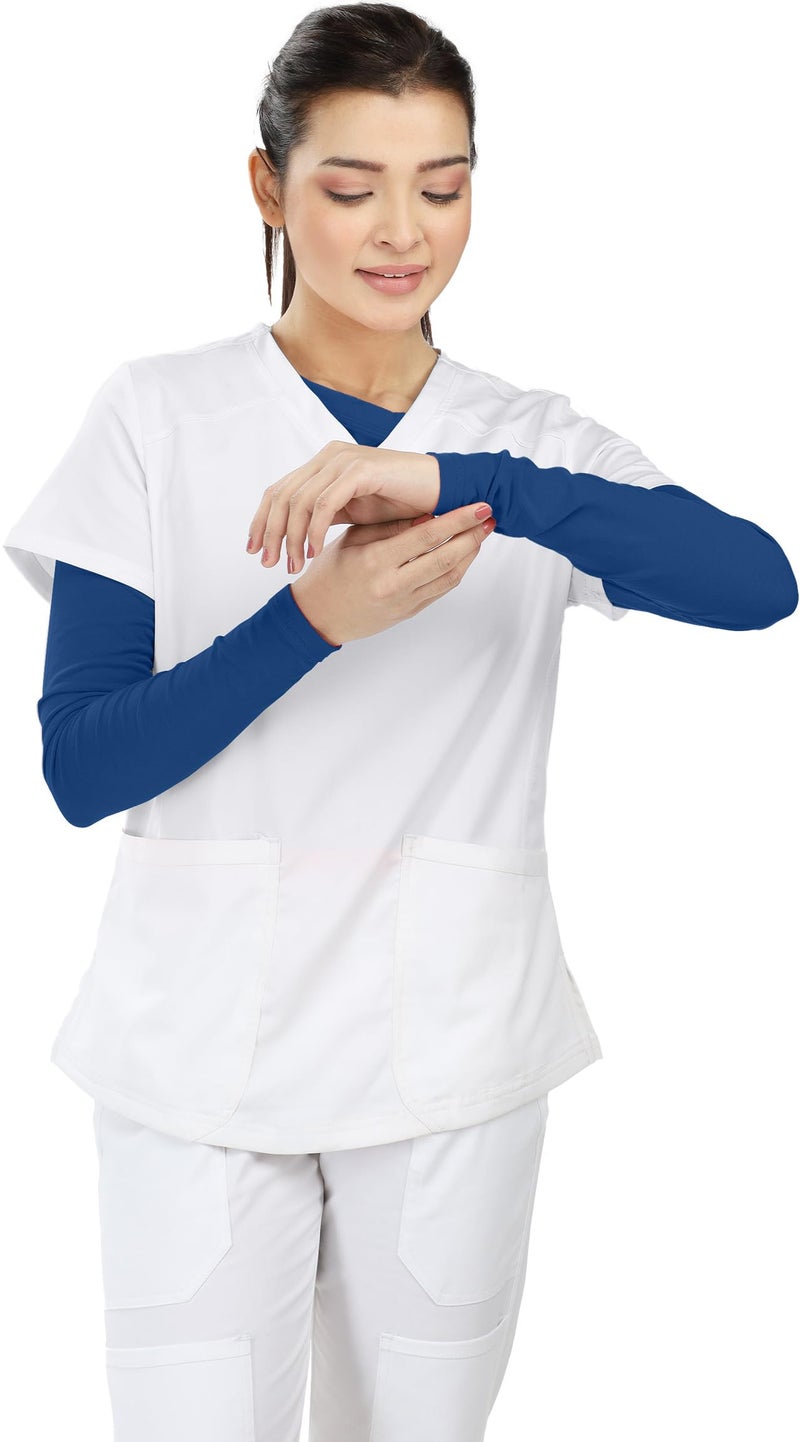 NY Threads Womens Under Scrub Slim Fit Long Sleeve T-Shirt Underscrub Comfort Tee, Medium, Blue - Image 4