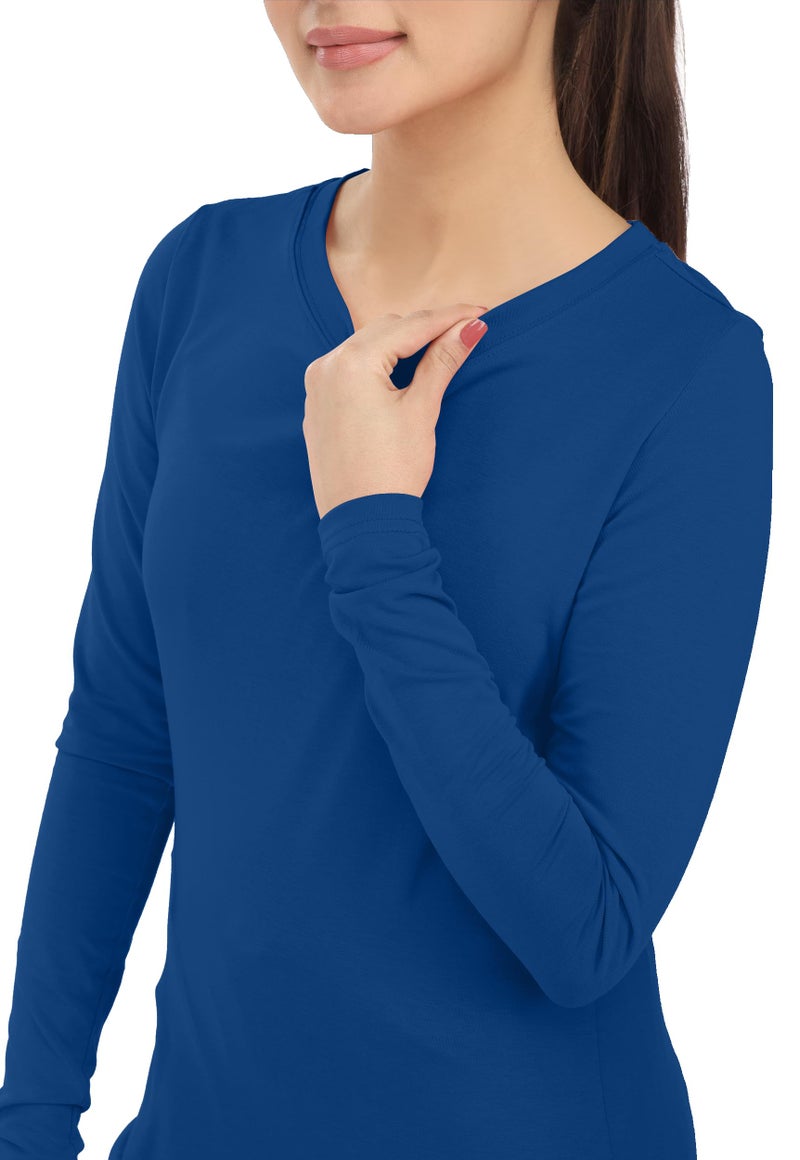 NY Threads Womens Under Scrub Slim Fit Long Sleeve T-Shirt Underscrub Comfort Tee, Medium, Blue - Image 3