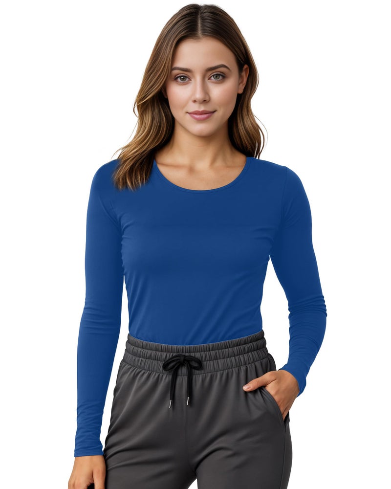 NY Threads Womens Under Scrub Slim Fit Long Sleeve T-Shirt Underscrub Comfort Tee, Medium, Blue - Image 1