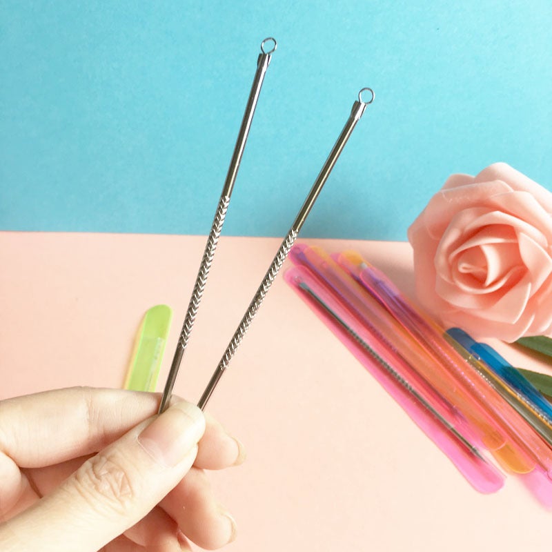 Double-headed acne beauty needle portable stainless steel acne needle pick acne blackhead tool 12cm - Image 4