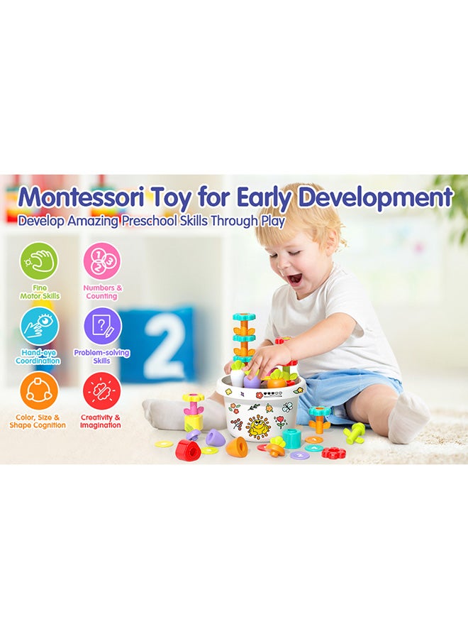 HOLA Montessori Potted Plant Toy for Toddlers 1-3 | Carrot Harvest, Coin Bank, Shape Sorting, Flower Arrangement | Sensory Educational Activity Toy for Baby 12M+ | STEM Learning Toy - Image 5
