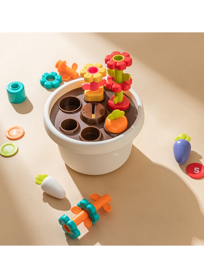 HOLA Montessori Potted Plant Toy for Toddlers 1-3 | Carrot Harvest, Coin Bank, Shape Sorting, Flower Arrangement | Sensory Educational Activity Toy for Baby 12M+ | STEM Learning Toy - Image 3