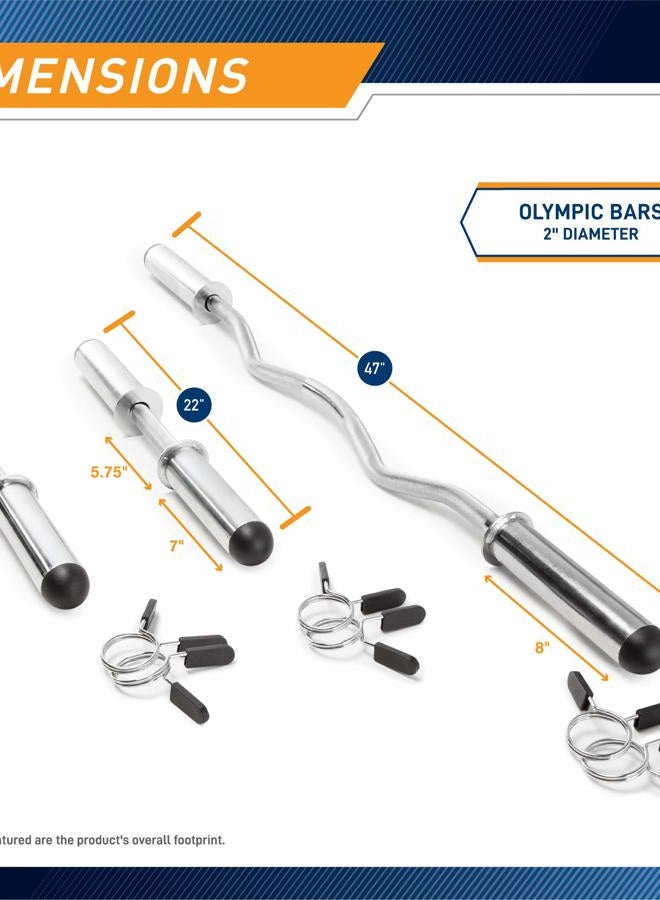 Marcy Olympic Hollow Bar Kit Chrome Curl Bar Dumbbell Handles and Spring Collars ODC-21 - Image 3