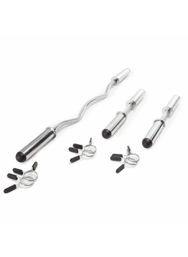 Marcy Olympic Hollow Bar Kit Chrome Curl Bar Dumbbell Handles and Spring Collars ODC-21 - Image 1