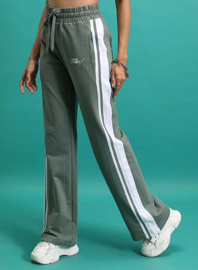 Tokyo Talkies Side Stripe Typography Print Trackpant by Styli
