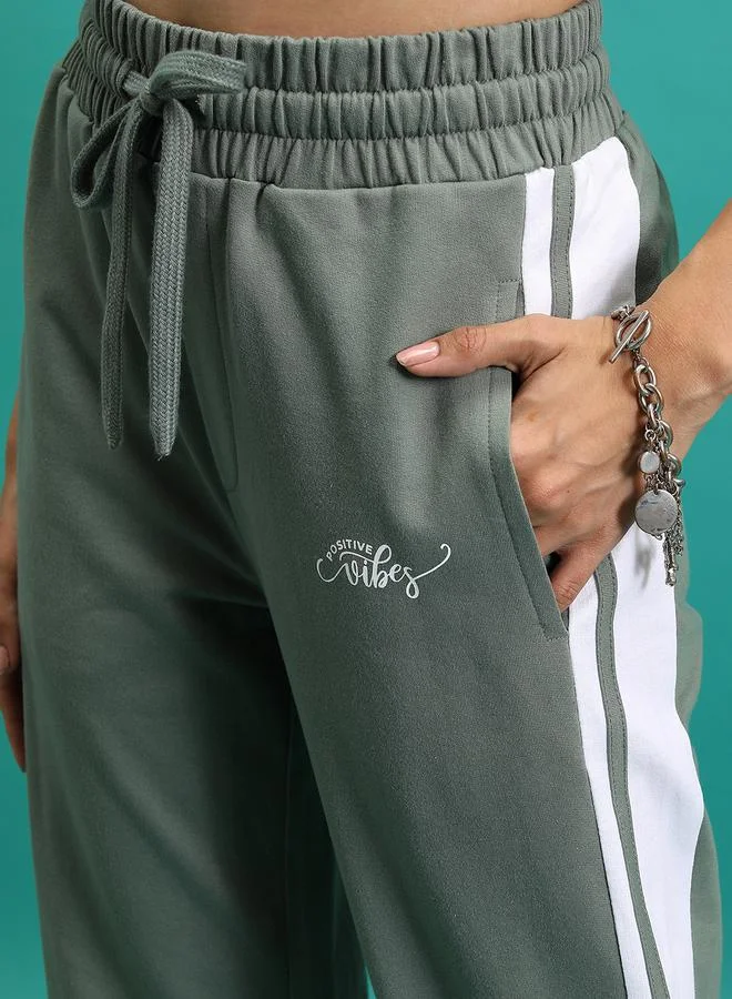 Tokyo Talkies Side Stripe Typography Print Trackpant by Styli