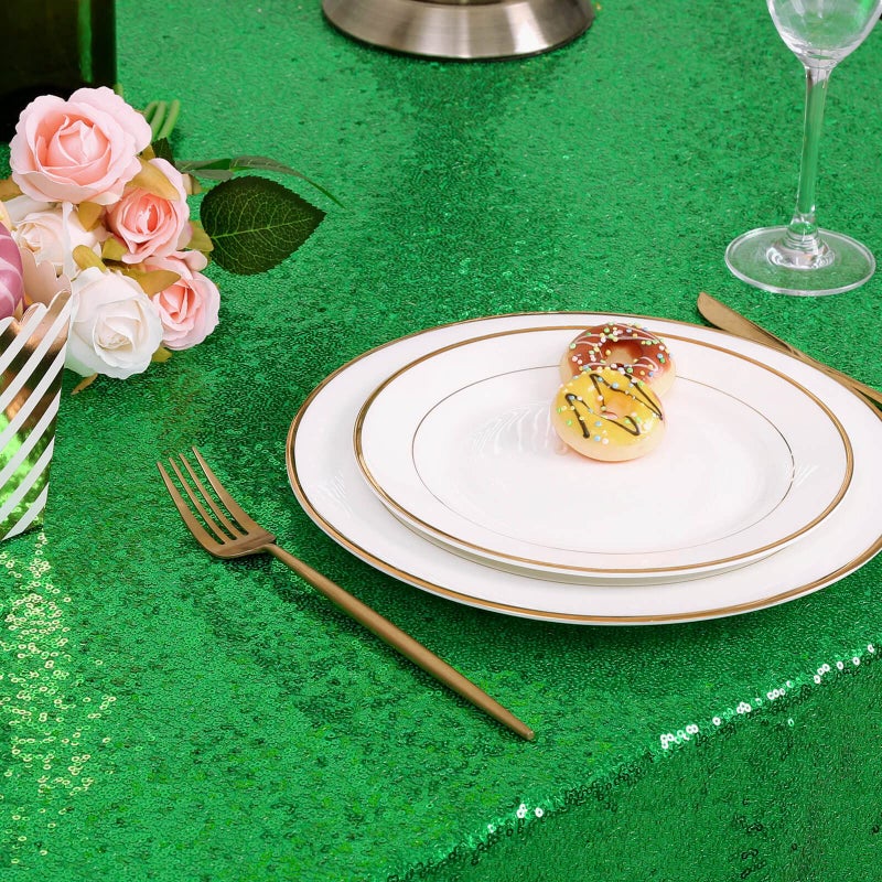 B.Cool B-COOL Glitter Table Cloth Sequin Tablecloth Christmas Decoration Sparkly Table Fabric 50x80 Inch Rectangular Spring Table Linens for St. Patrick's Day Party Christmas Tablecloth Overlays - Image 5