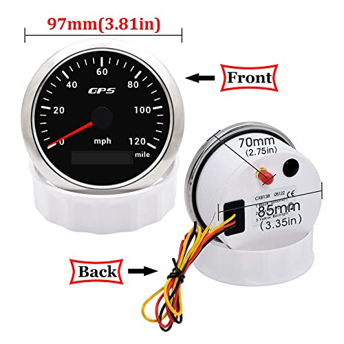 KAOLALI 85mm 3-3/8"GPS Speedometer Gauge 0-120MPH Boat MPH Speedometer Waterproof Marine Speed Odometer LCD Indicators with 7 Colors Backlight fit for Car Truck Motorcycle 9-32V - Image 5