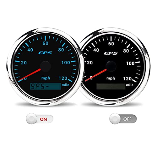 KAOLALI 85mm 3-3/8"GPS Speedometer Gauge 0-120MPH Boat MPH Speedometer Waterproof Marine Speed Odometer LCD Indicators with 7 Colors Backlight fit for Car Truck Motorcycle 9-32V - Image 4