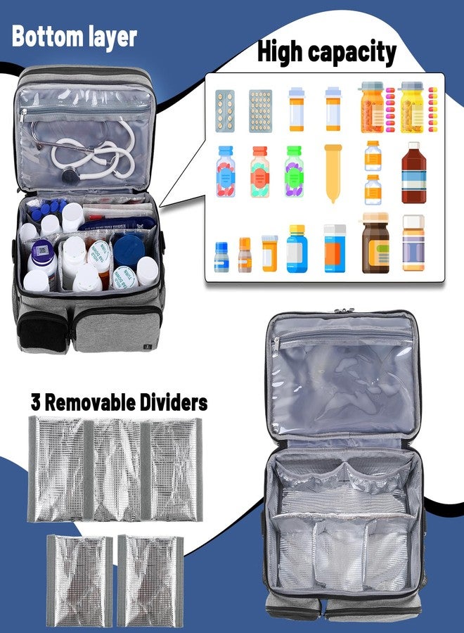 Timoxi Double Layers Medicine Bag with Insulated Compartment Pill Bottle Organizer with Lockable Zipper,Travel Medicine Organizer with Soft Shoulder Straps for Pill Bottles, Medical Supplies - Image 4