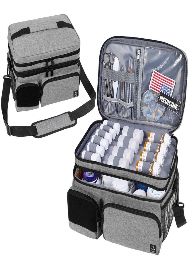 Timoxi Double Layers Medicine Bag with Insulated Compartment Pill Bottle Organizer with Lockable Zipper,Travel Medicine Organizer with Soft Shoulder Straps for Pill Bottles, Medical Supplies - Image 1