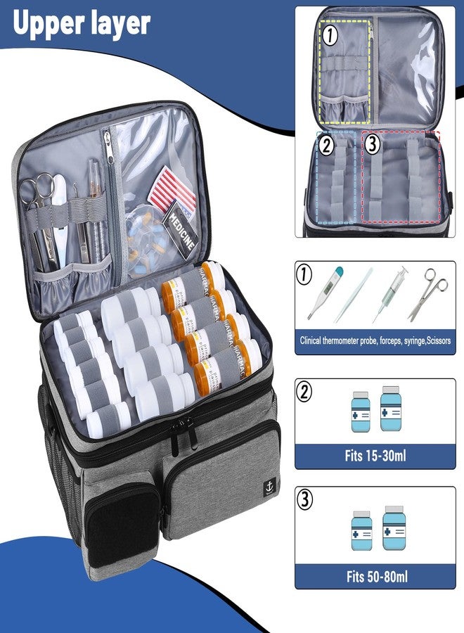 Timoxi Double Layers Medicine Bag with Insulated Compartment Pill Bottle Organizer with Lockable Zipper,Travel Medicine Organizer with Soft Shoulder Straps for Pill Bottles, Medical Supplies - Image 5