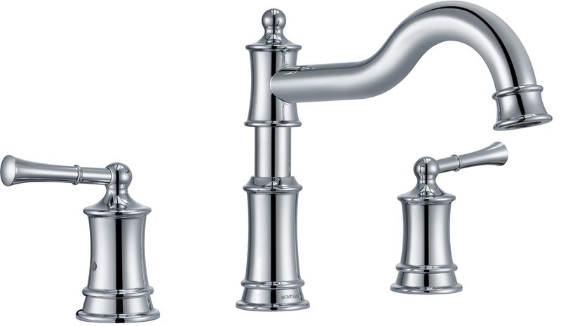 WINKEAR Roman Bathtub Faucet Deck Mount Tub Faucet for Bathroom Widespread Elegant Classic Spout with 3 Holes 2 Handle Valve Cartridge Included Chrome - Image 2