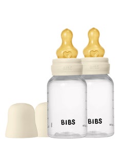 BIBS Pack Of 2 Baby Bottle Round Nipple Latex 150 Ml Slow Flow, Ivory, 0 Months +  - Image 1
