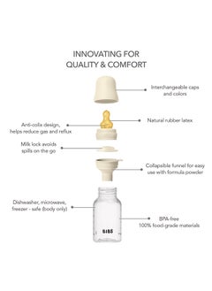 BIBS Pack Of 2 Baby Bottle Round Nipple Latex 150 Ml Slow Flow, Ivory, 0 Months +  - Image 2