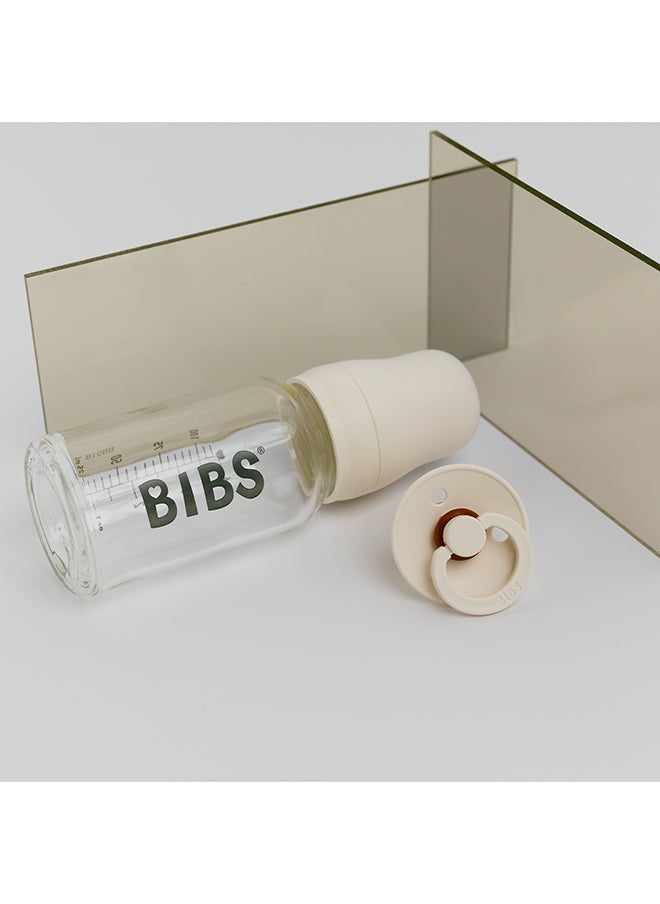 BIBS - Pack Of 2 Baby Bottle Round Nipple Latex 150 Ml Slow Flow, Ivory, 0 Months + - Image 1