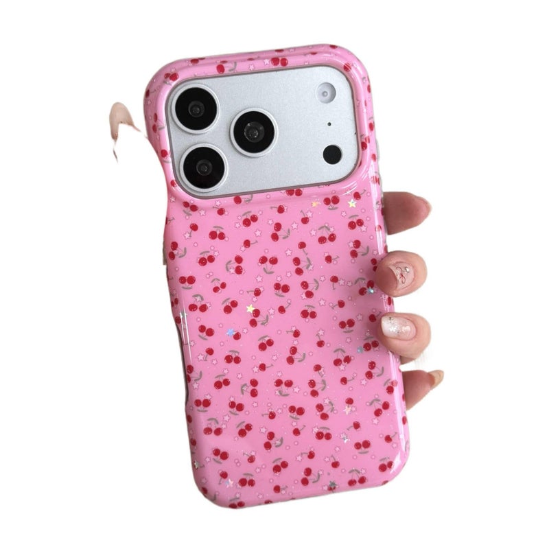 Protective Case | Drop Protection | Cherry Pattern | Pink TPU | Shockproof Cover for iPhone 15 / 15 Plus / 15 Pro / 15 Pro Max - Image 1