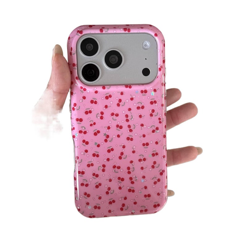 Protective Case | Drop Protection | Cherry Pattern | Pink TPU | Shockproof Cover for iPhone 15 / 15 Plus / 15 Pro / 15 Pro Max - Image 3