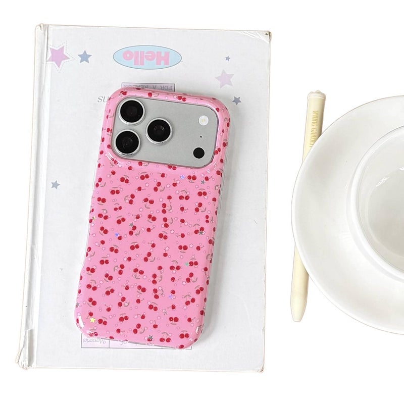 Protective Case | Drop Protection | Cherry Pattern | Pink TPU | Shockproof Cover for iPhone 15 / 15 Plus / 15 Pro / 15 Pro Max - Image 4
