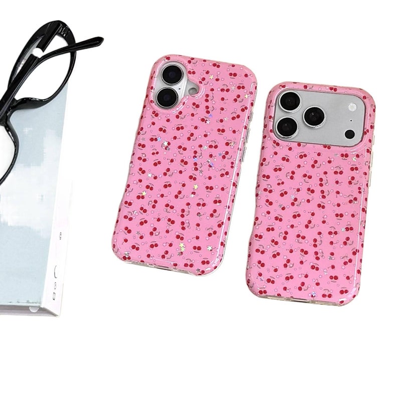 Protective Case | Drop Protection | Cherry Pattern | Pink TPU | Shockproof Cover for iPhone 15 / 15 Plus / 15 Pro / 15 Pro Max - Image 2