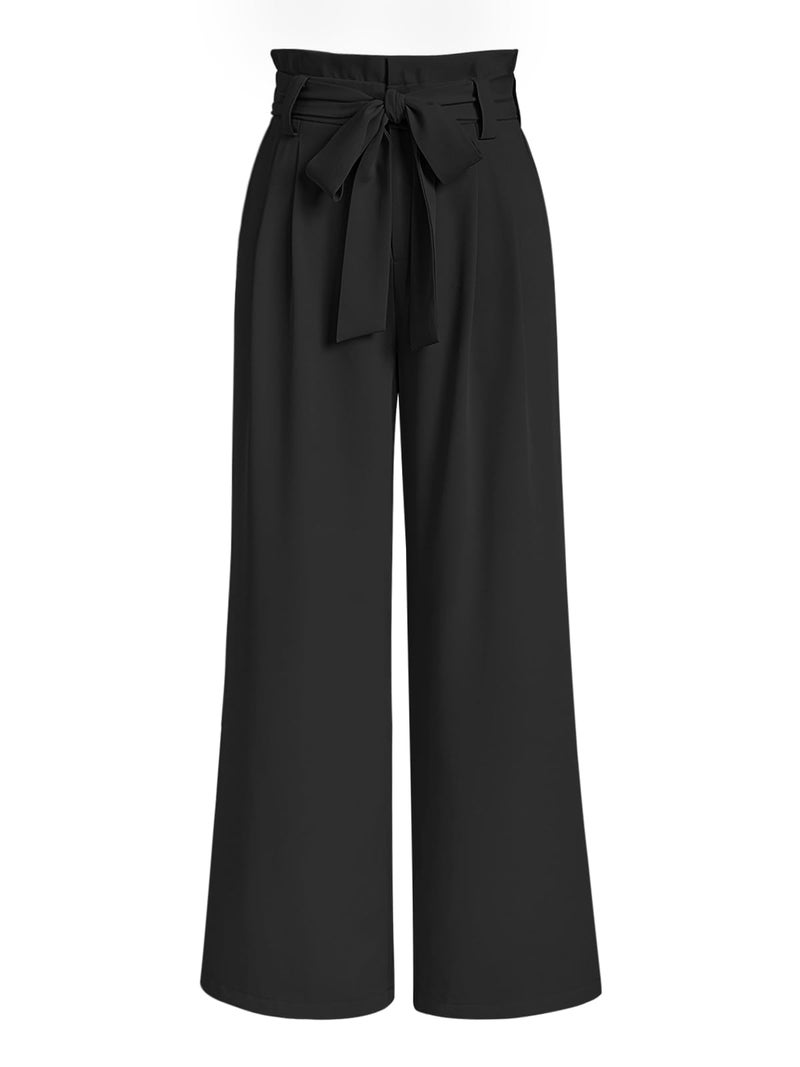 LILLUSORY Wide Leg Dress Work Pants Womens Petite Palazzo Spring Summer 2026 Flowy Trousers Slacks High Waisted Business Dressy Casual Outfits Clothes Office Cute Teacher Clothing Black M - Image 1