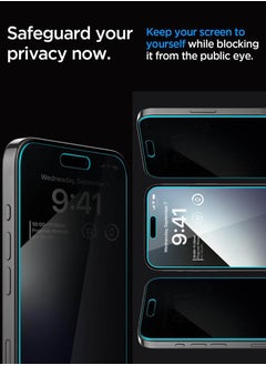 Spigen واقي شاشة الخصوصية Glastr Ez Fit [Privacy] لهاتف iPhone 15 PRO مصنوع من زجاج مقوى ممتاز مع تقنية Auto Align - عبوة من قطعتين  - Image 3