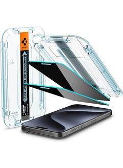 Spigen واقي شاشة الخصوصية Glastr Ez Fit [Privacy] لهاتف iPhone 15 PRO مصنوع من زجاج مقوى ممتاز مع تقنية Auto Align - عبوة من قطعتين  - Image 1