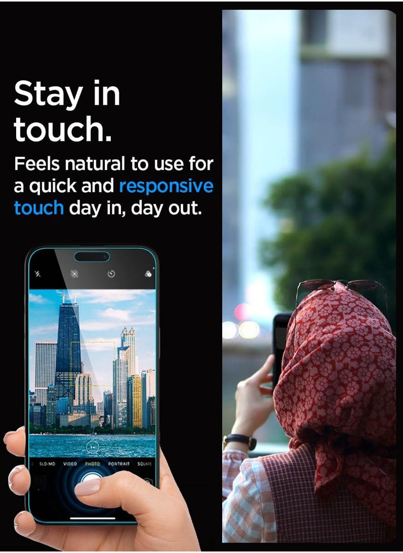 Spigen - واقي شاشة الخصوصية Glastr Ez Fit [Privacy] لهاتف iPhone 15 PRO مصنوع من زجاج مقوى ممتاز مع تقنية Auto Align - عبوة من قطعتين - Image 1