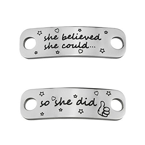 Rantanto Shoe Lace Tag Inspirational Shoelace Charms For Sneakers Graduation Christmas Running Gifts For Women Teenager Girls (WL0303 She Believed She Could) - Image 1