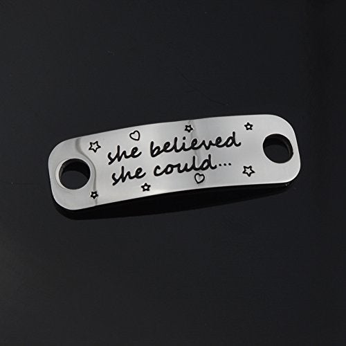 Rantanto Shoe Lace Tag Inspirational Shoelace Charms For Sneakers Graduation Christmas Running Gifts For Women Teenager Girls (WL0303 She Believed She Could) - Image 3