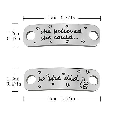 Rantanto Shoe Lace Tag Inspirational Shoelace Charms For Sneakers Graduation Christmas Running Gifts For Women Teenager Girls (WL0303 She Believed She Could) - Image 2