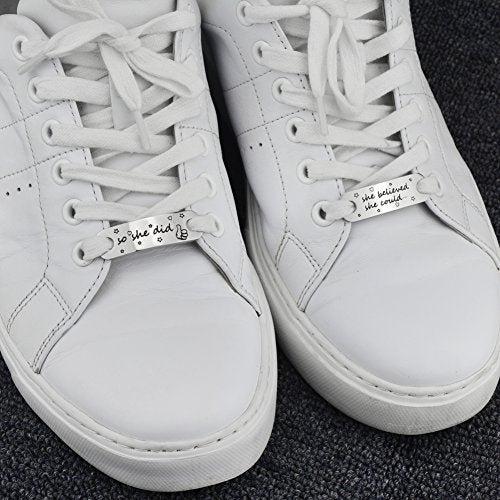 Rantanto Shoe Lace Tag Inspirational Shoelace Charms For Sneakers Graduation Christmas Running Gifts For Women Teenager Girls (WL0303 She Believed She Could) - Image 5