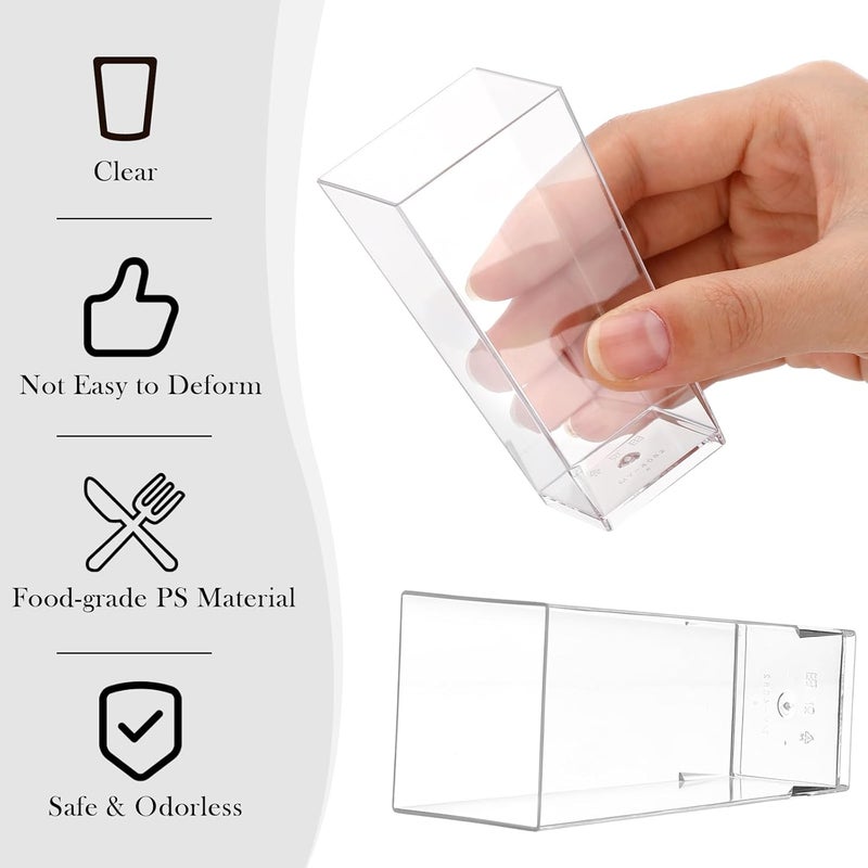 Uiifan 500 Pack 3 oz Mini Dessert Cups Square Tall Clear Plastic Parfait Cups Cheesecake Shooter for Desserts Appetizers Mousse Chocolate Dessert - Image 4