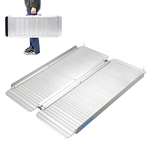 Ruedamann 3 Feet Portable Wheelchair Ramp Wider NonSlip Aluminum Wheelchair Ramp with Handle Sturdy Folding Ramp for Doorways Ramp for Wheelchairs Scooters Steps Stairs Pets