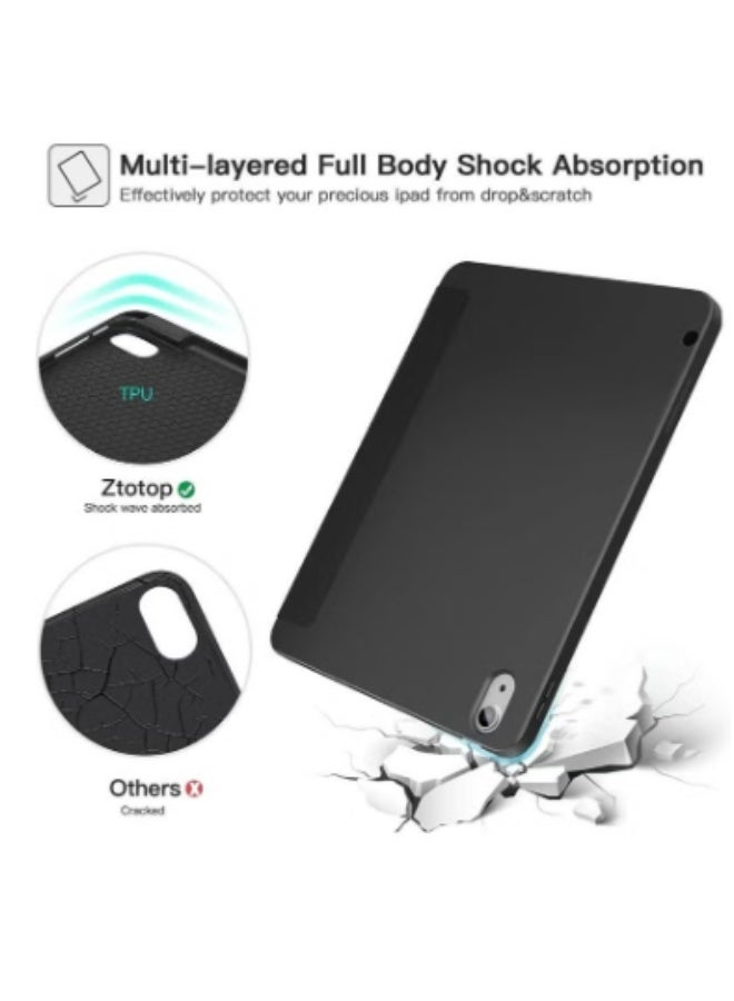 RTZ Case for iPad 10th Generation 10.9 Inch 2022 / iPad 11th Generation (A16) 11 Inch 2025 Built-in Pencil Holder Flexible Back Cover, Trifold Stand, Auto Sleep Wake Rebound Series Black - Image 2