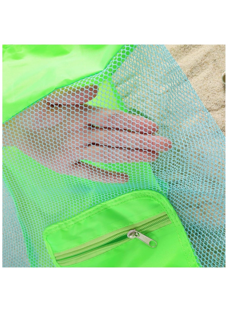 2PCS Mesh Beach Bag Drawstring Sand Away Beach Backpack Large Swim and Pool Toys Balls Storage Bags Kids Sea Shell Bag Beach Sand Toys Collector Double Adjustable Straps for Boys Girls  - Image 5