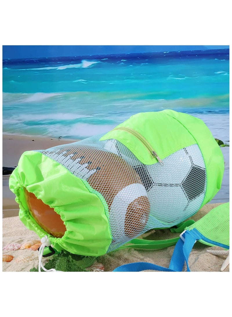 2PCS Mesh Beach Bag Drawstring Sand Away Beach Backpack Large Swim and Pool Toys Balls Storage Bags Kids Sea Shell Bag Beach Sand Toys Collector Double Adjustable Straps for Boys Girls  - Image 2
