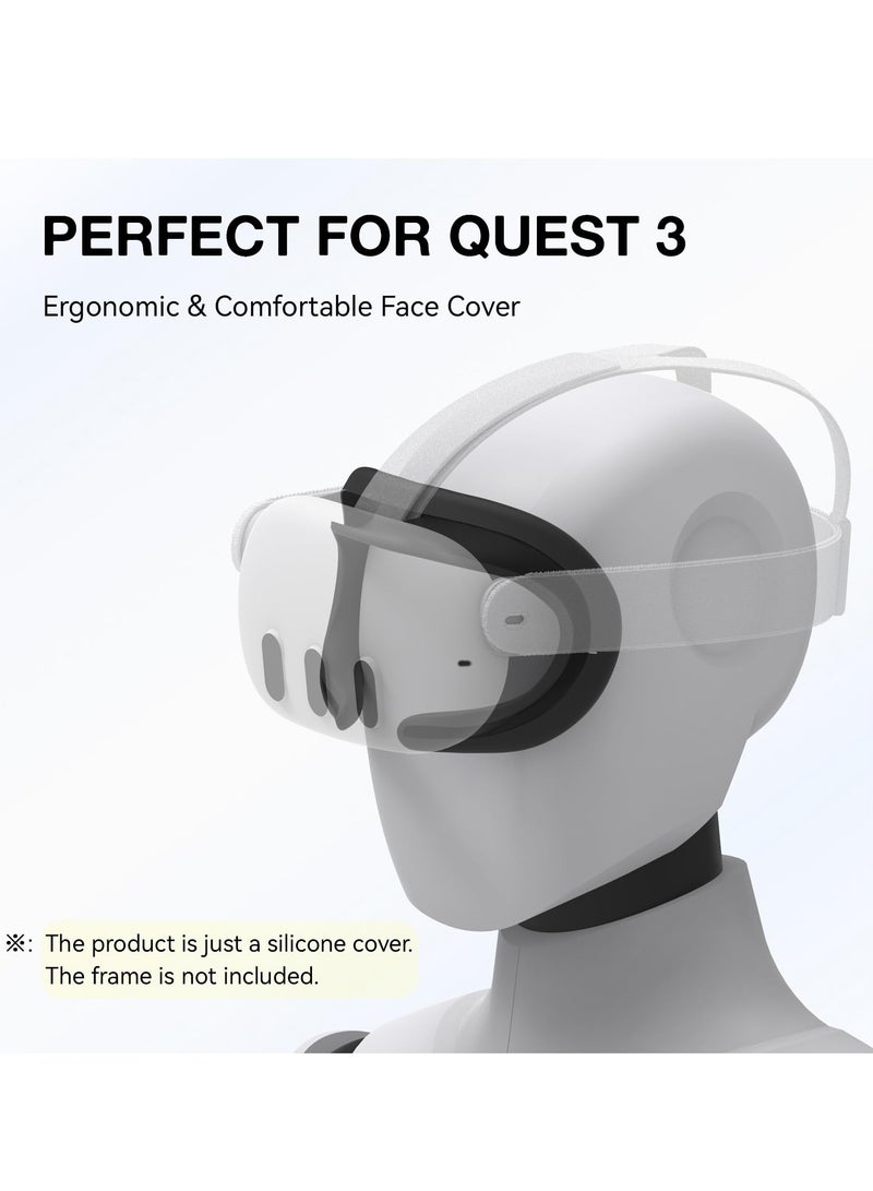 erorex Vr Silicone Face Cover for Quest 3 Headset Accessories Vr Face Cushion Pad Mask for Quest 3 Headset Black - Image 3