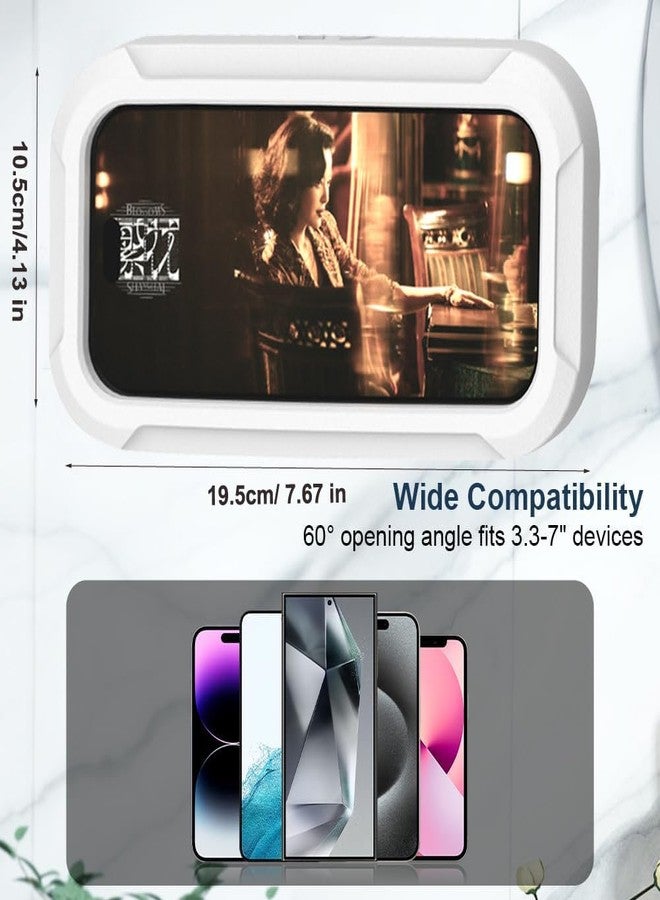 Berfea Shower Phone Holder Waterproof, 480°Rotation Wall Mount Shower Phone Case, HD Touch Screen Waterproof Phone Holder for Bathroom Bathtub Kitchen, Fit 4-7" Phone (White) - Image 4