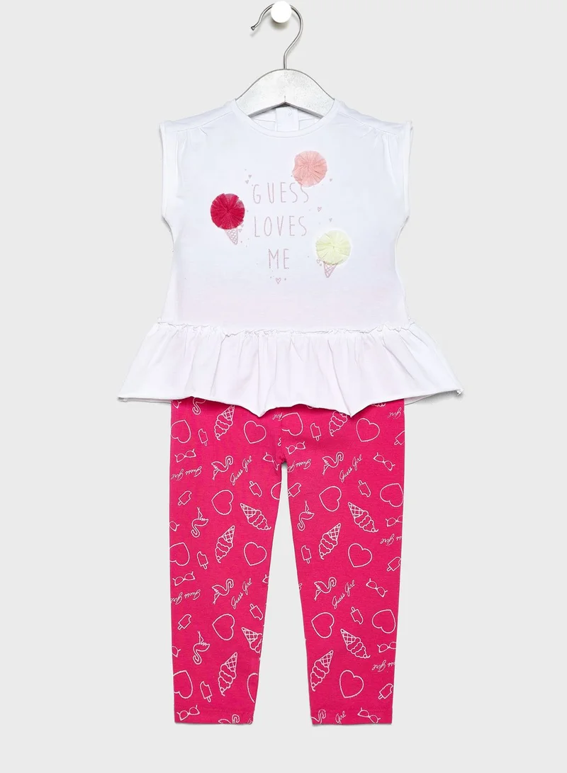 GUESS Infant Frill Hem Top + Leggings Set