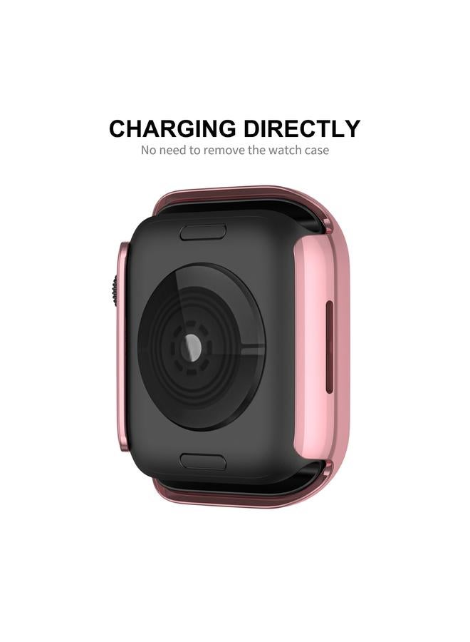 erorex Electroplate Pc Diamond Watch Case + Full Coverage Curved Pet Screen Protector Film For Apple Watch Series 8 / 7 41Mm(Pink) - Image 4