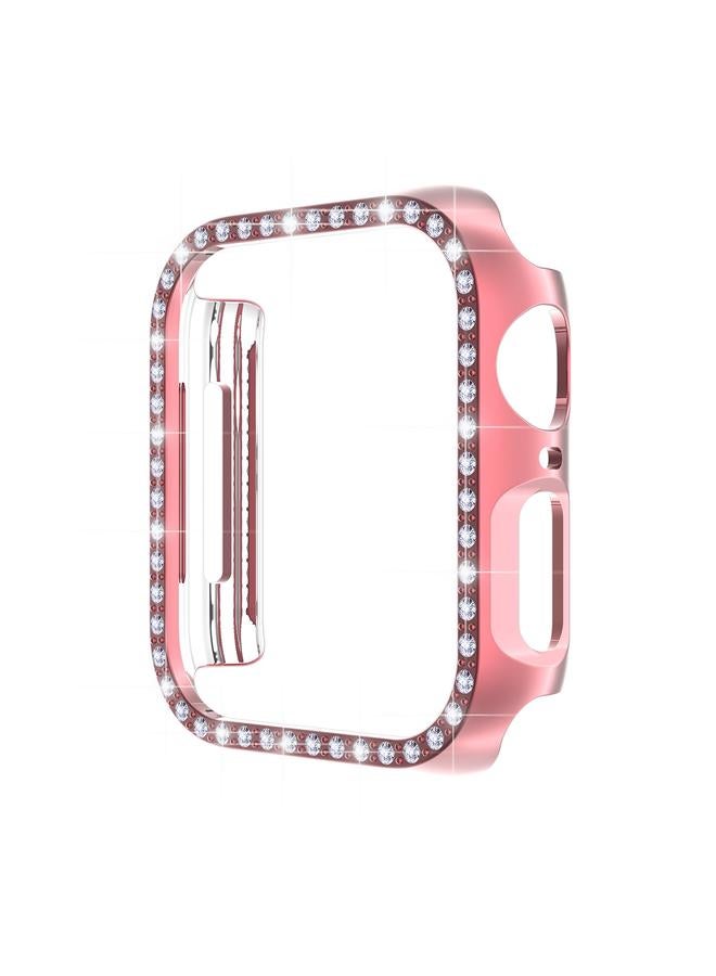 erorex Electroplate Pc Diamond Watch Case + Full Coverage Curved Pet Screen Protector Film For Apple Watch Series 8 / 7 41Mm(Pink) - Image 2