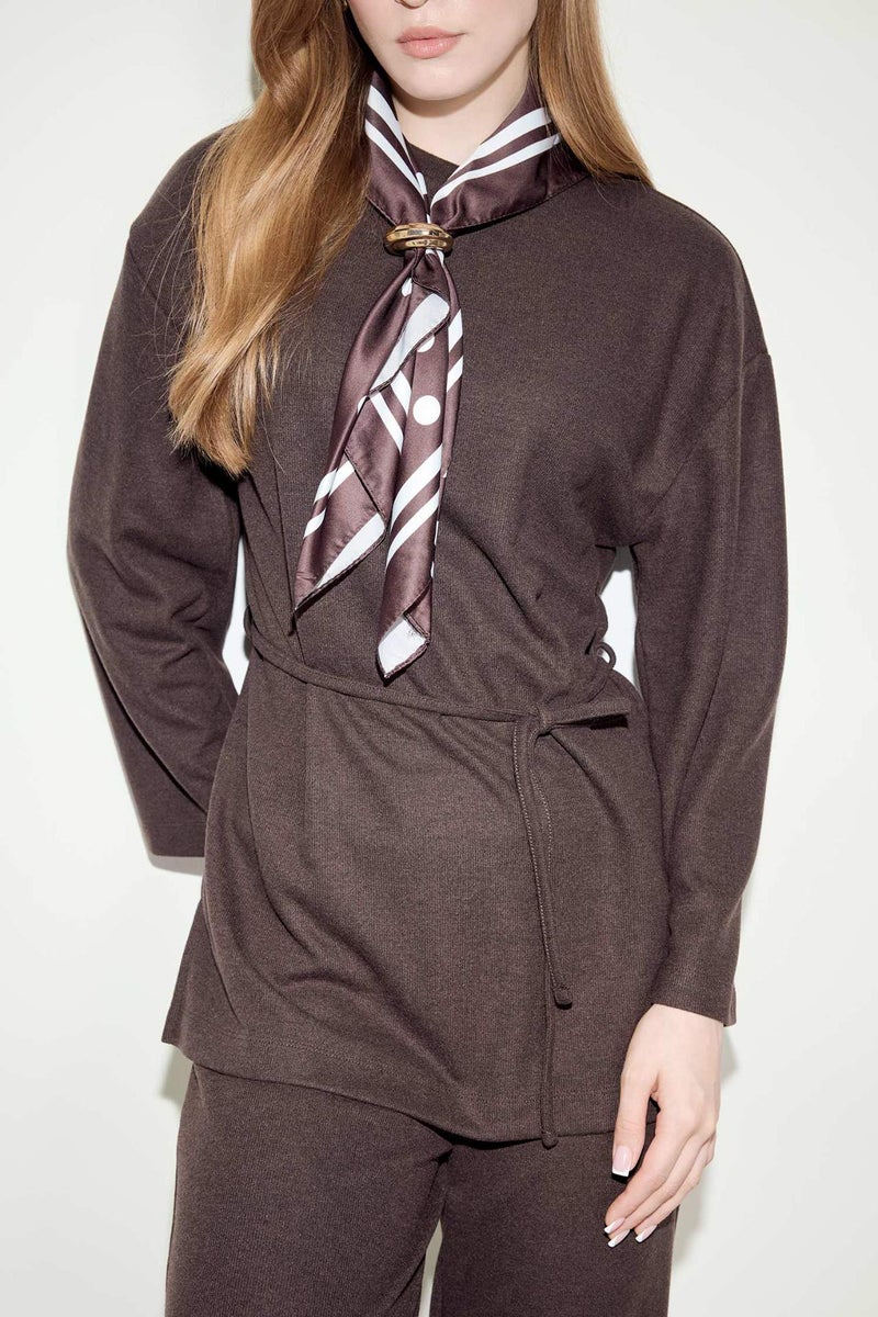 DeFacto Regular Fit Tied Long Sleeve Tunic - Image 4