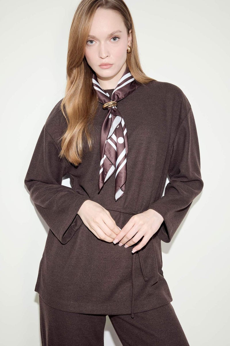 DeFacto Regular Fit Tied Long Sleeve Tunic - Image 3