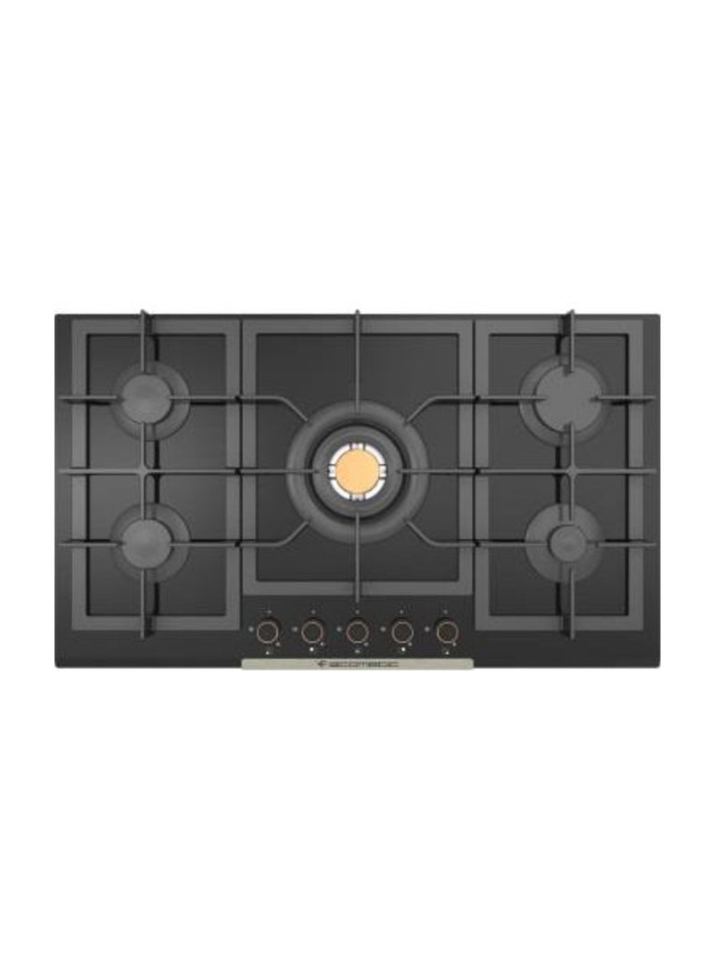 Ecomatic Ecomatic Built In Gas Hob, Crystal Black, 5 Burner, 92 cm - S937XLC 