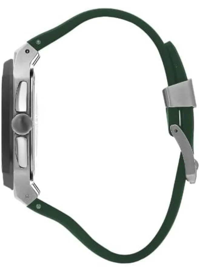 Quantum Men's Quartz Movement Watch, Chronograph Display and Silicone Strap - HNG1033.375, Green